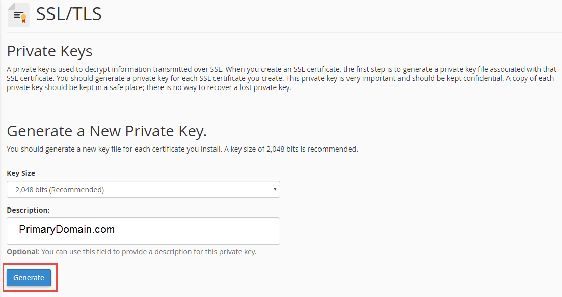 Ssl key generate with password key